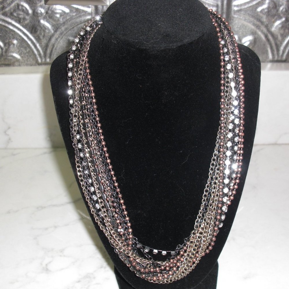 TALBOTS BRONZE MULTI CHAIN STRAND STATEMENT NECKLACE *CHARITY SALE*